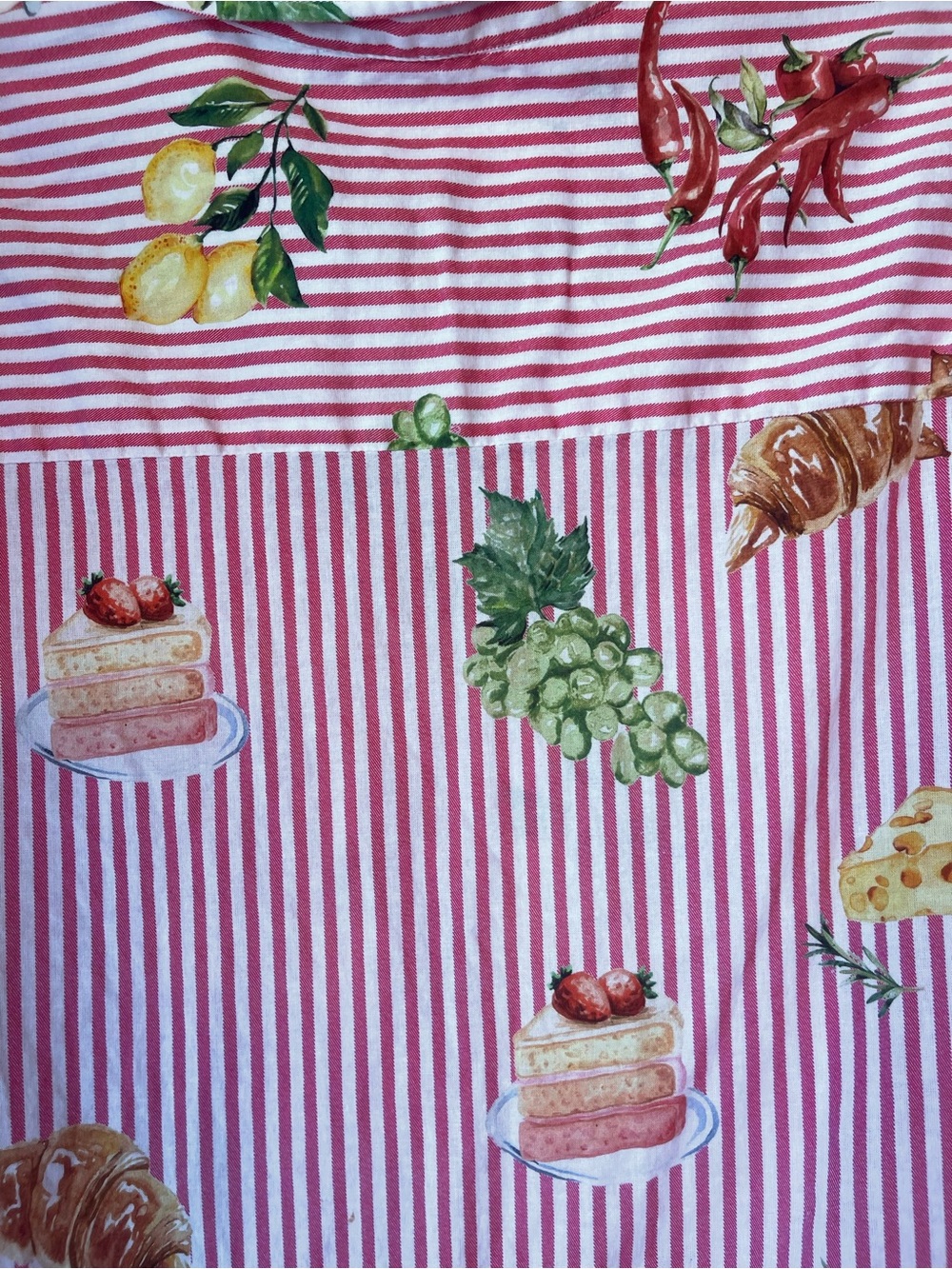 Elaine Rose Women's Pink Striped Button-Down Shirt with Playful Food Prints - Picture 9 of 12